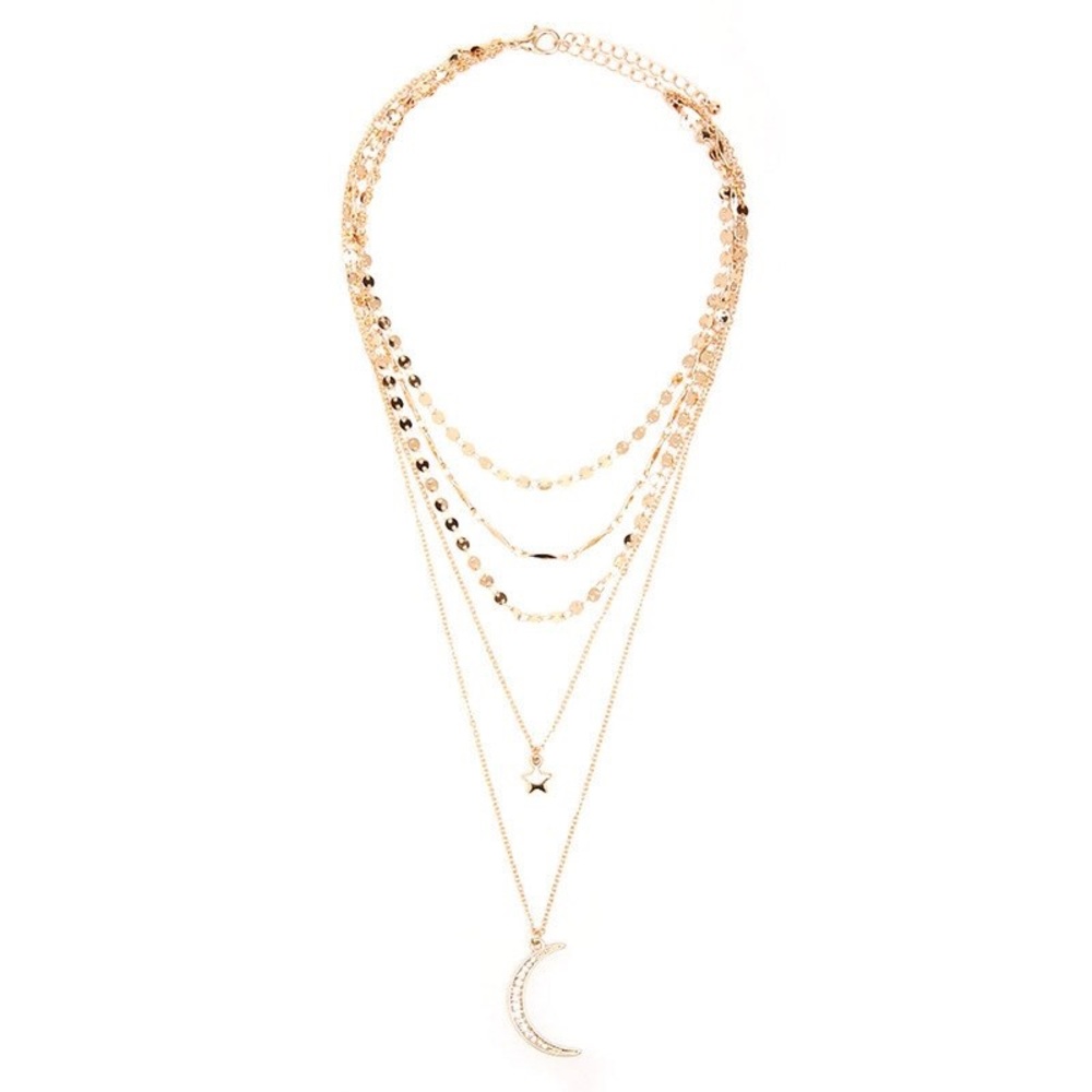 5 Layer Moon & Star Necklace